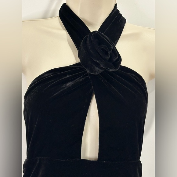 Bardot Inara Velour Mini Dress Rosette Halter Whimsigoth Black Size 8 New Party - Picture 7 of 15